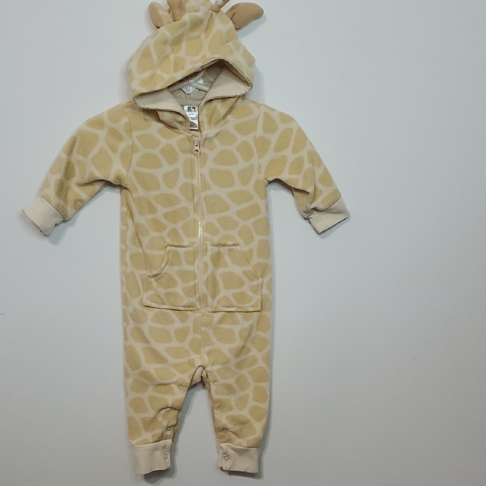 Hudson Baby Cream and White Safari Footies with Hood